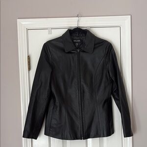 New York & Company Women's Sleek Black Leather Jacket